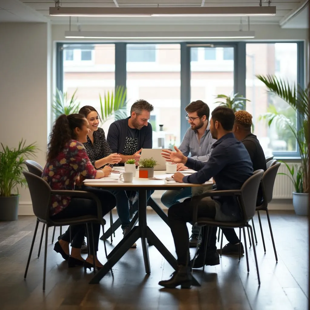 Team collaborating in a modern Nottingham office